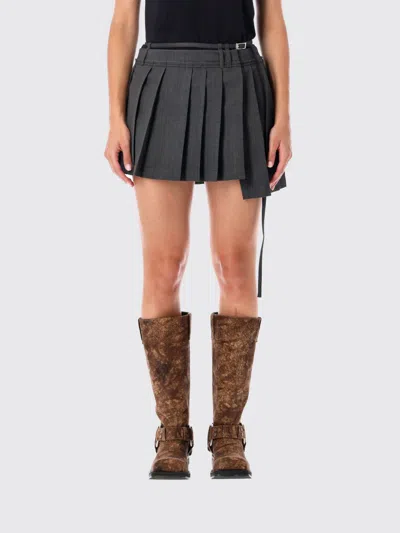 Acne Studios Gray Pleated Miniskirt In Black