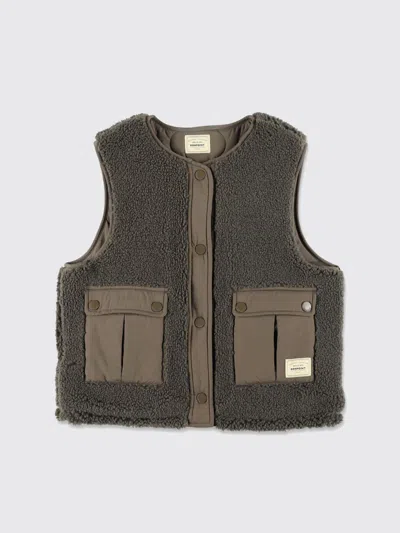 Bonpoint Reversible Teddy And Nylon Brown Gilet In Blue