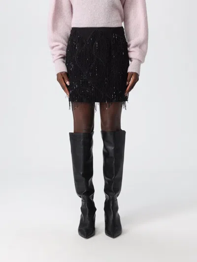 Rotate Birger Christensen Mini Skirt With Abstract Sequin And Bead Embellishments In Black
