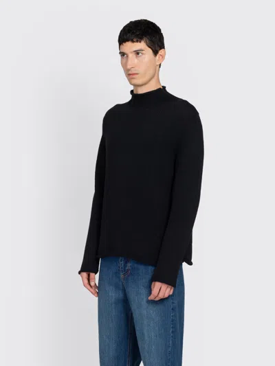 Carter Young Cotton Roll-neck Sweater In Black