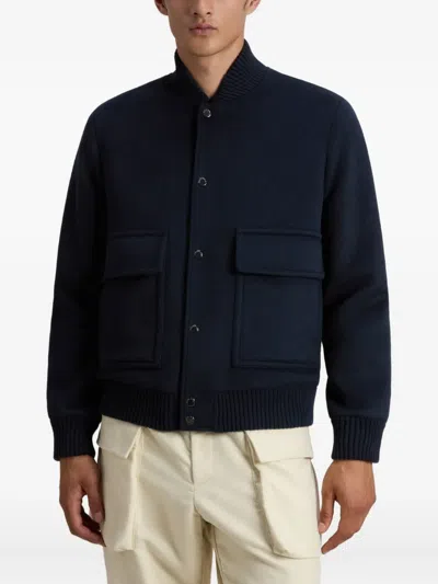 Woolrich Twill-weave Patch-pocket Bomber Jacket In Black