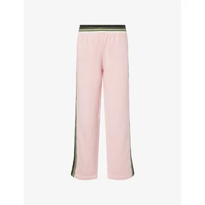 Barrie Womens Cricket Club Wide-leg Cashmere Trousers Stripes Pink In Pink