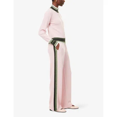 Barrie Womens Cricket Club Wide-leg Cashmere Trousers Stripes Pink In Pink