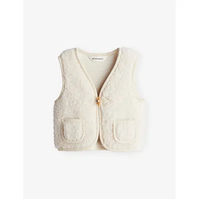 H&m Adorables Teddy-textured Wool-blend Gilet 3-10 Years White Dusty Light In White