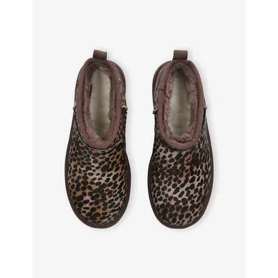 Ugg Classic Ultra Mini Calf-hair Ankle Boots In Brown