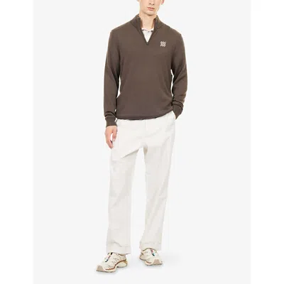 Manors Mens Tech High-neck Wool Windbreaker Hickory Brown Xl In Animal Print