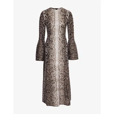 Gabriela Hearst Snake-effect Jacquard-knit Cashmere And Silk Blend Maxi Dress In Gray