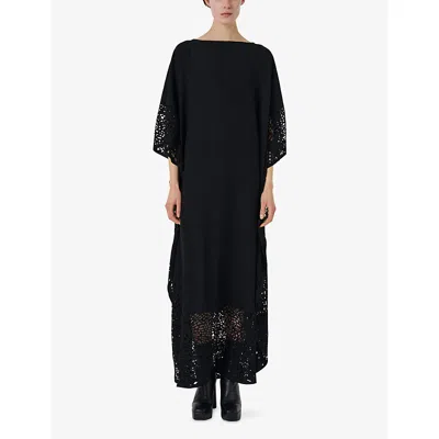 Leem Womens Laser Cut Kaftan Black In Black