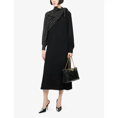 Valentino Womens Nero/betulla Cady Couture Polka-dot Silk Maxi Dress In Black