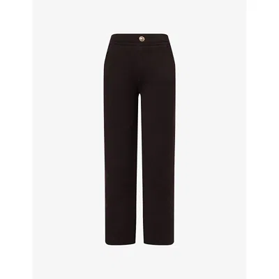 Barrie Womens Double Face Straight-leg Cashmere Trousers Dark Brown Xs In Brown
