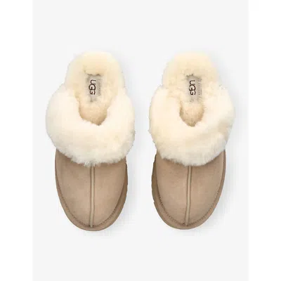 Ugg Womens  Disquette Shearling-lined Suede Slippers In Neutral