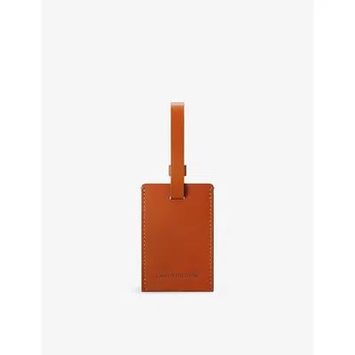 Carl Friedrik Logo-embossed Leather Luggage Tag Cognac In Brown
