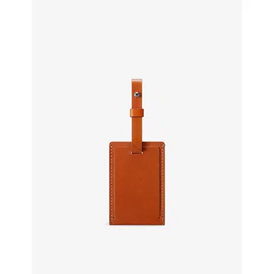 Carl Friedrik Logo-embossed Leather Luggage Tag Cognac In Brown