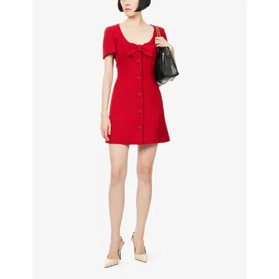 Valentino Bow Detail Dress Scoop Neckline In Red
