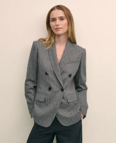 Brooks Brothers Wool-blend Double-breasted Herringbone Jacket In Gray