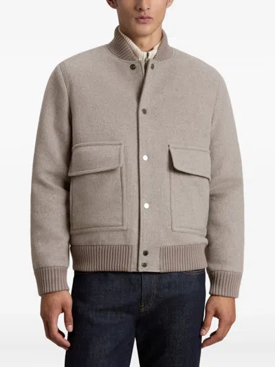 Woolrich Twill-weave Bomber Jacket In White