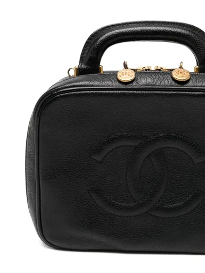 Pre-owned Chanel Black Caviar "lunch Box" Vanity Timeless Logo Bag
