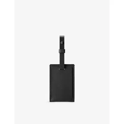 Carl Friedrik Black Logo-embossed Leather Luggage Tag In Black