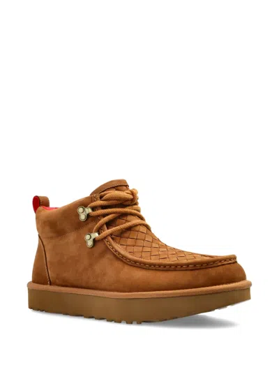 Ugg Ambush Woven Lace-up Boots In Brown
