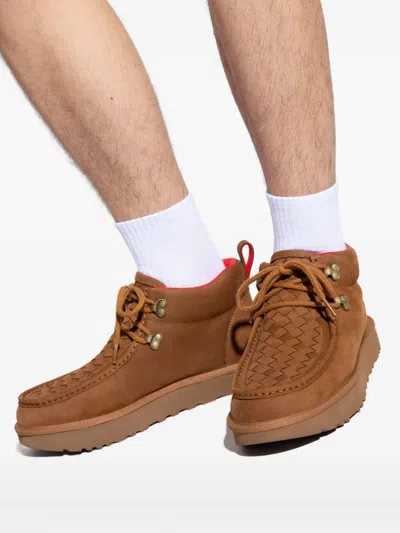 Ugg Ambush Woven Lace-up Boots In Brown