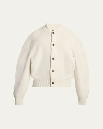 Jacquemus Soft Knit Cardigan Embroidered Detail In White