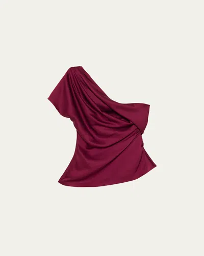 Simkhai Women's Phoebe Draped Satin Top In Cranberry In Purple