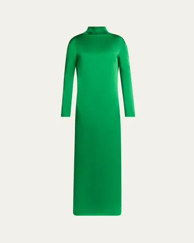 Tom Ford Long Sleeve Shiny Crepe Column Gown In Green