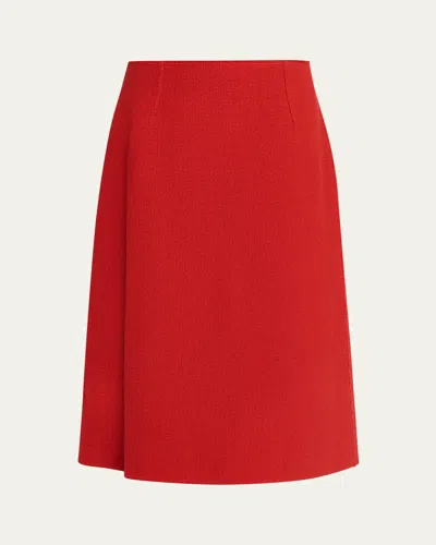 Lafayette 148 X The Morning Show A-line Crepe Weave Midi Skirt In Red