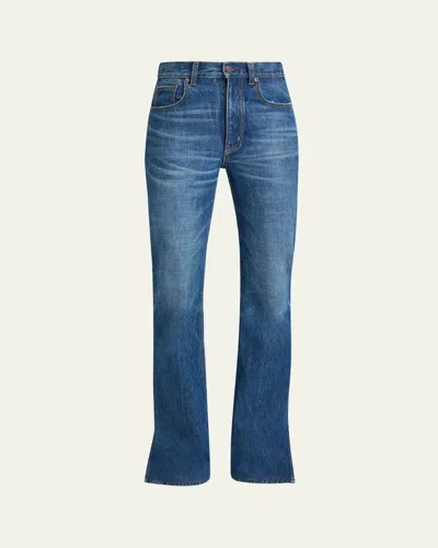 Chloé Denim Bootcut-leg Split-hem Pants In Blue