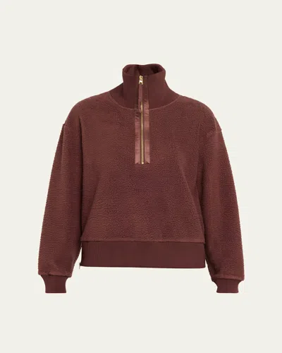 Varley Roselle Recycled Polyester Fleece Half Zip Pullover In Brown
