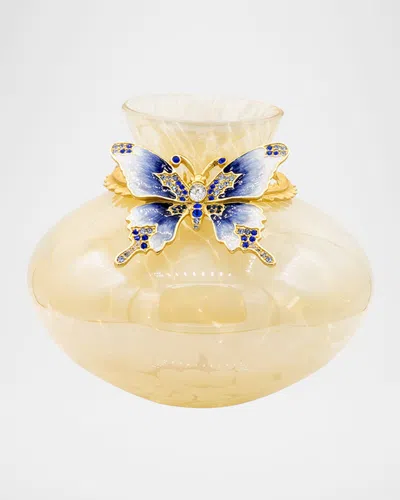 Jay Strongwater Madam Butterfly 6" Vase In Gold