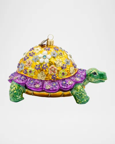Jay Strongwater Floral Terrapin Christmas Ornament In Multi