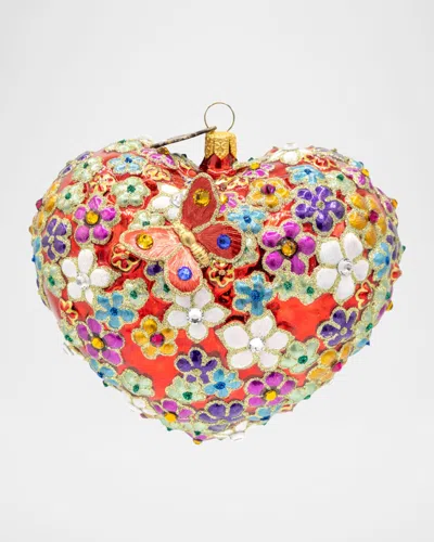 Jay Strongwater Blossom Floral Heart Christmas Ornament In Multi