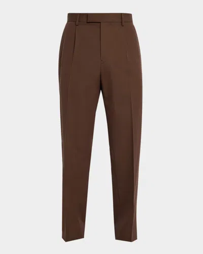 Zegna Men's Cotton And Linen Pants In Brown