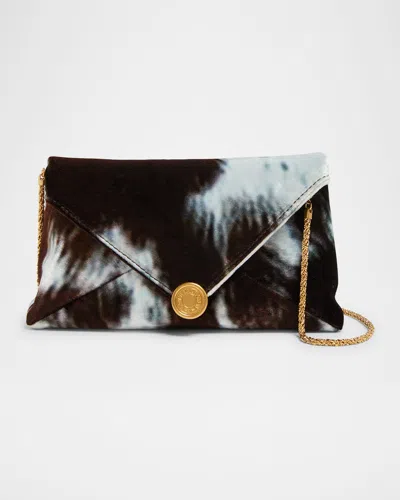 Dries Van Noten Small Cowhide-print Viscose Envelope Clutch Bag In Black