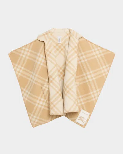 Burberry Catherine Reversible Wool Check Ekd Cape In Brown