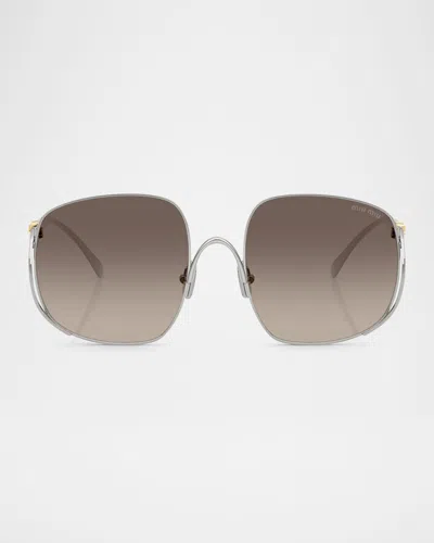 Miu Miu Mu A57s 57mm Gradient Square Sunglasses In Gray