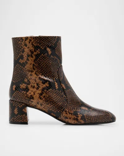 Stuart Weitzman Maeve Snake-printed Leather Booties In Animal Print