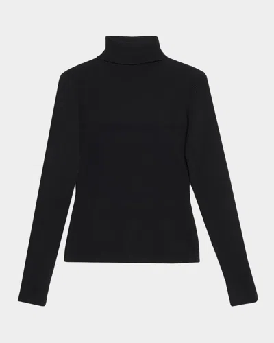 Toccin Valeria Rib-knit Turtleneck Top In Black