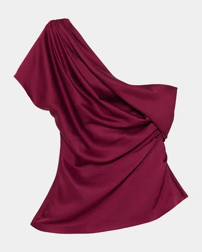 Simkhai Women's Phoebe Draped Satin Top In Cranberry In Purple