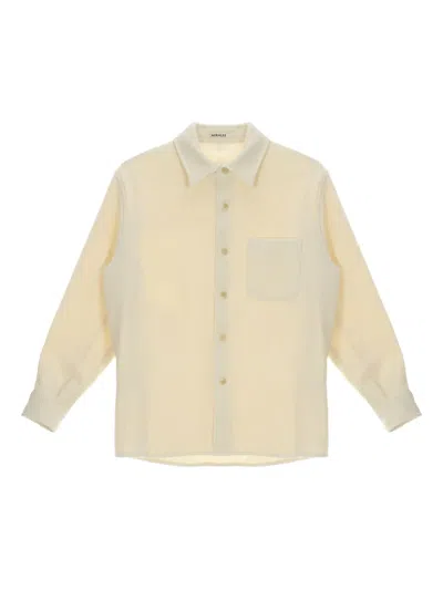 Auralee Homespun Tweed Shirt Blouson In White