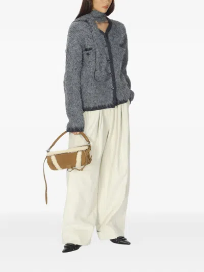 Open Yy Sherling Stud Pillow Tote Bag In Brown