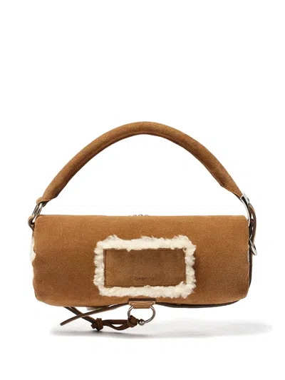 Open Yy Sherling Stud Pillow Tote Bag In Brown