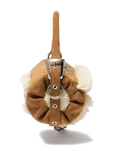 Open Yy Sherling Stud Pillow Tote Bag In Brown