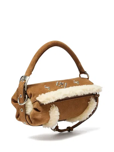 Open Yy Sherling Stud Pillow Tote Bag In Brown