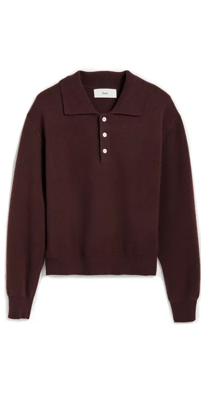 Dunst Brown Sweater With Polo Collar And Ribbed Details In Cashmere Man In Brown