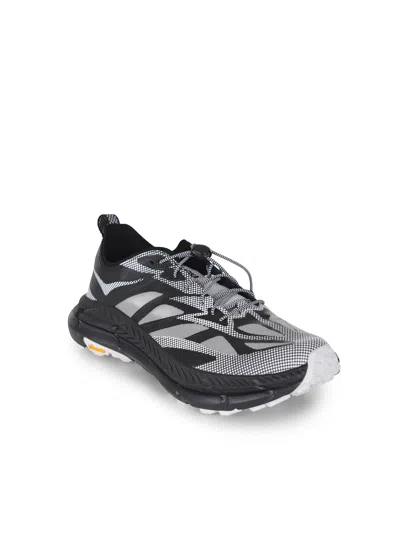 Hoka Mafate Speed 4 Lite Black Low Top Sneakers With Mesh Panels In Tech Fabric Unisex In Black