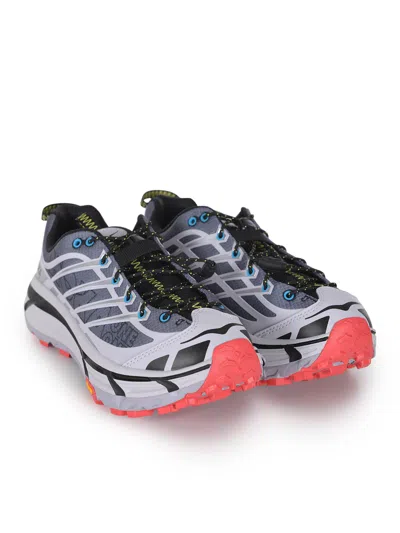 Hoka Mesh Trail Shoes With Quick-lace System In Gray