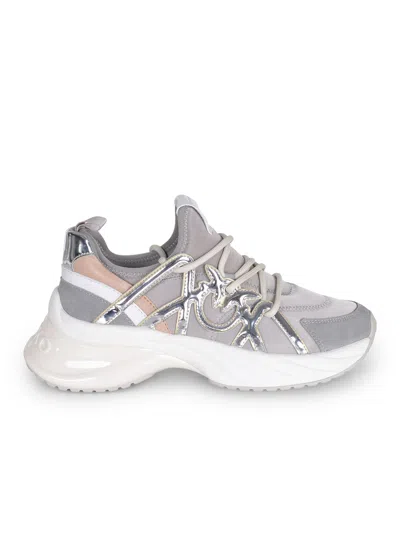 Pinko Slip-on Sneakers Made Of Technical Fabric In Gray