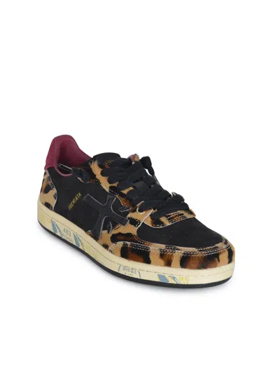 Premiata Leopard Print Low-top Sneakers With Black Suede Overlays In Animal Print